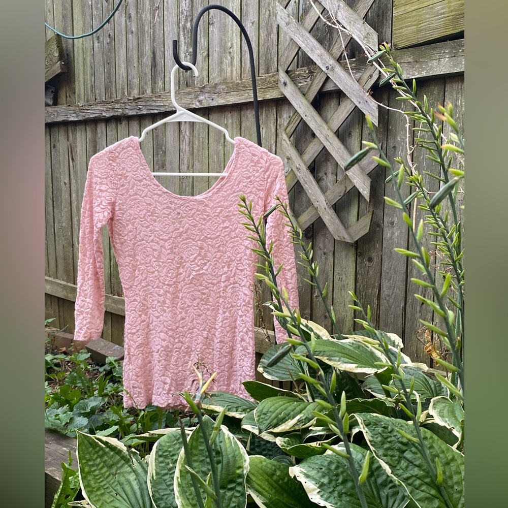 Pink Lace Overlay shirt